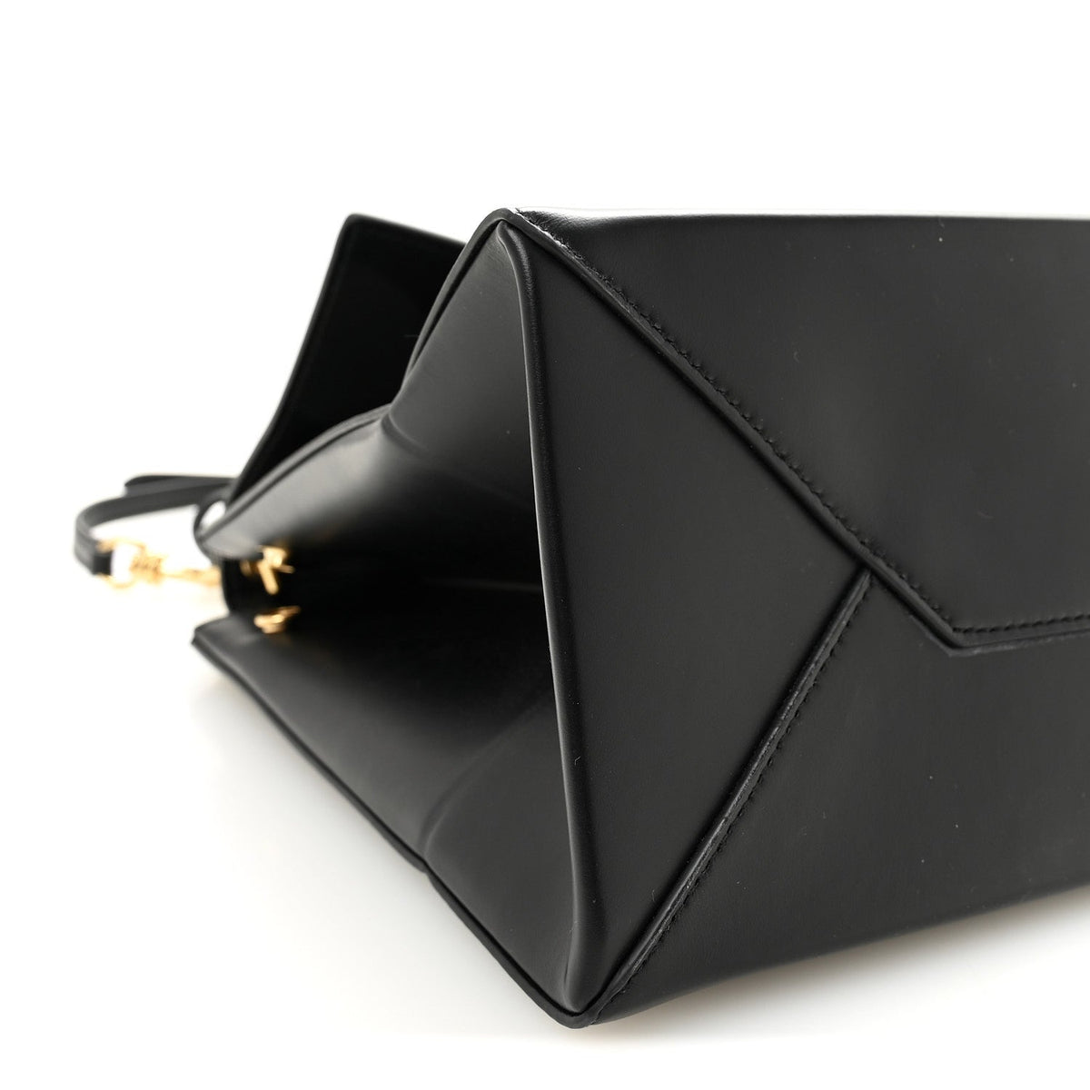 Natural Smooth Calfskin Medium Nano Top Handle Handbag Black