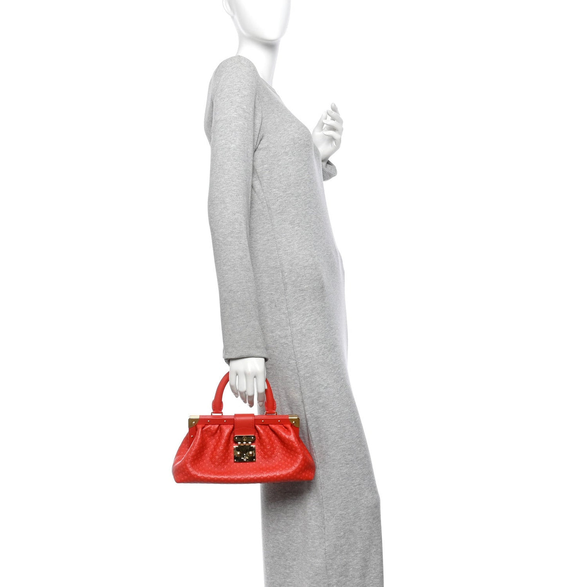 Calfskin Nanogram Embossed Clutch Red