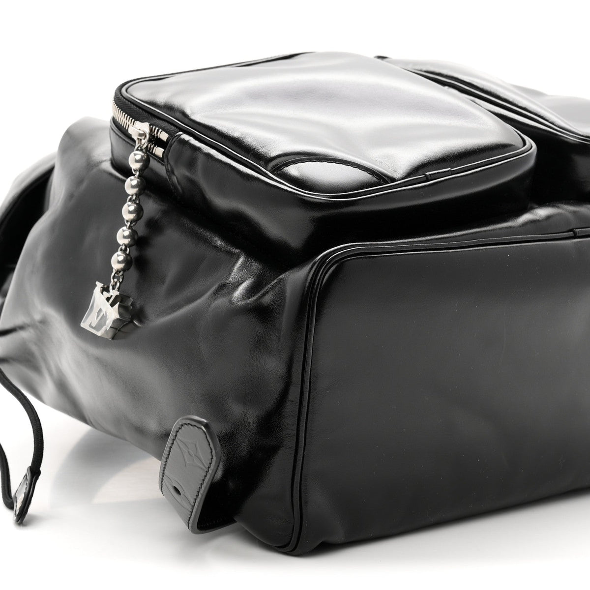 Shiny Calfskin Montsouris Cargo Backpack Black