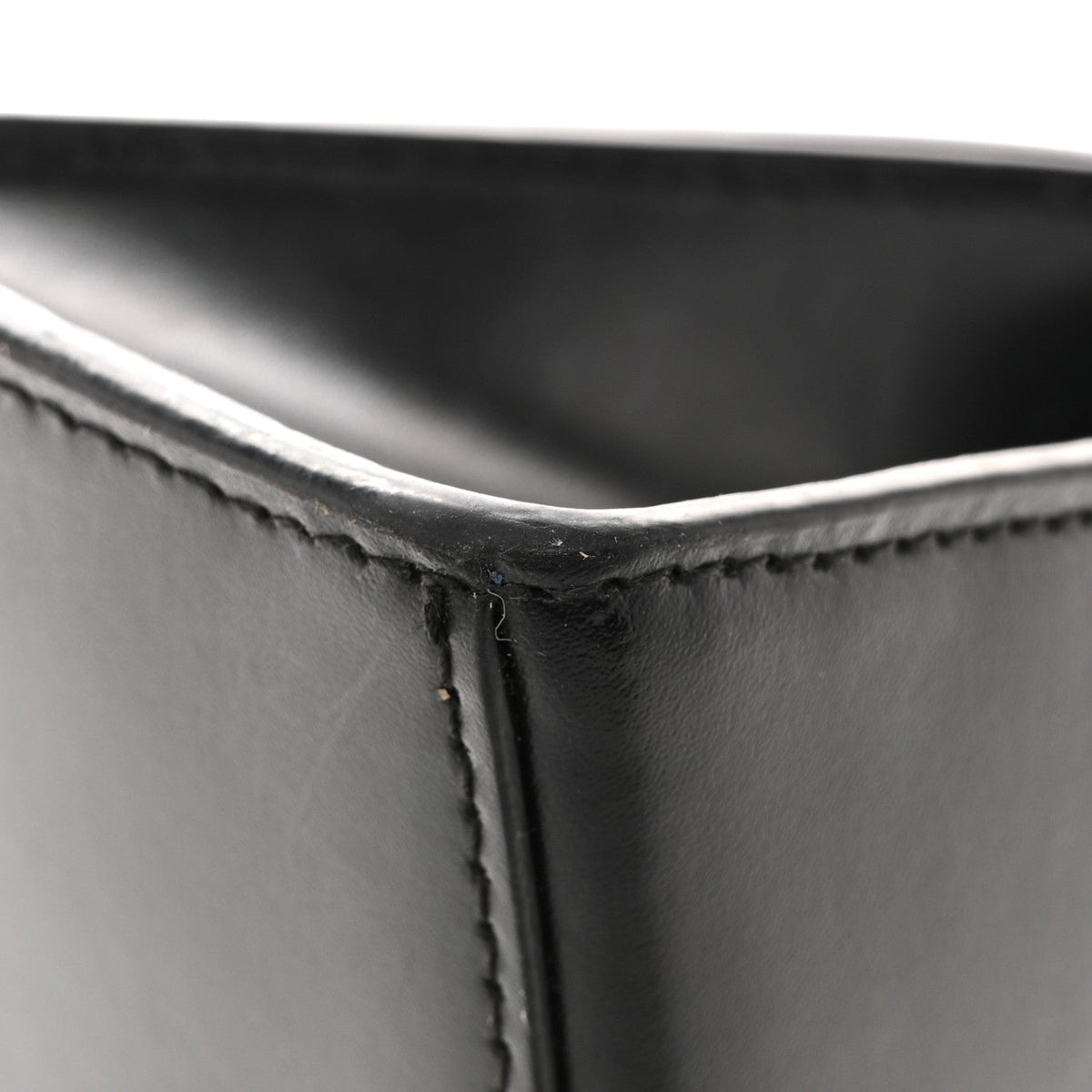 Shiny Box Calfskin Hourglass Top Handle Bag XS Black