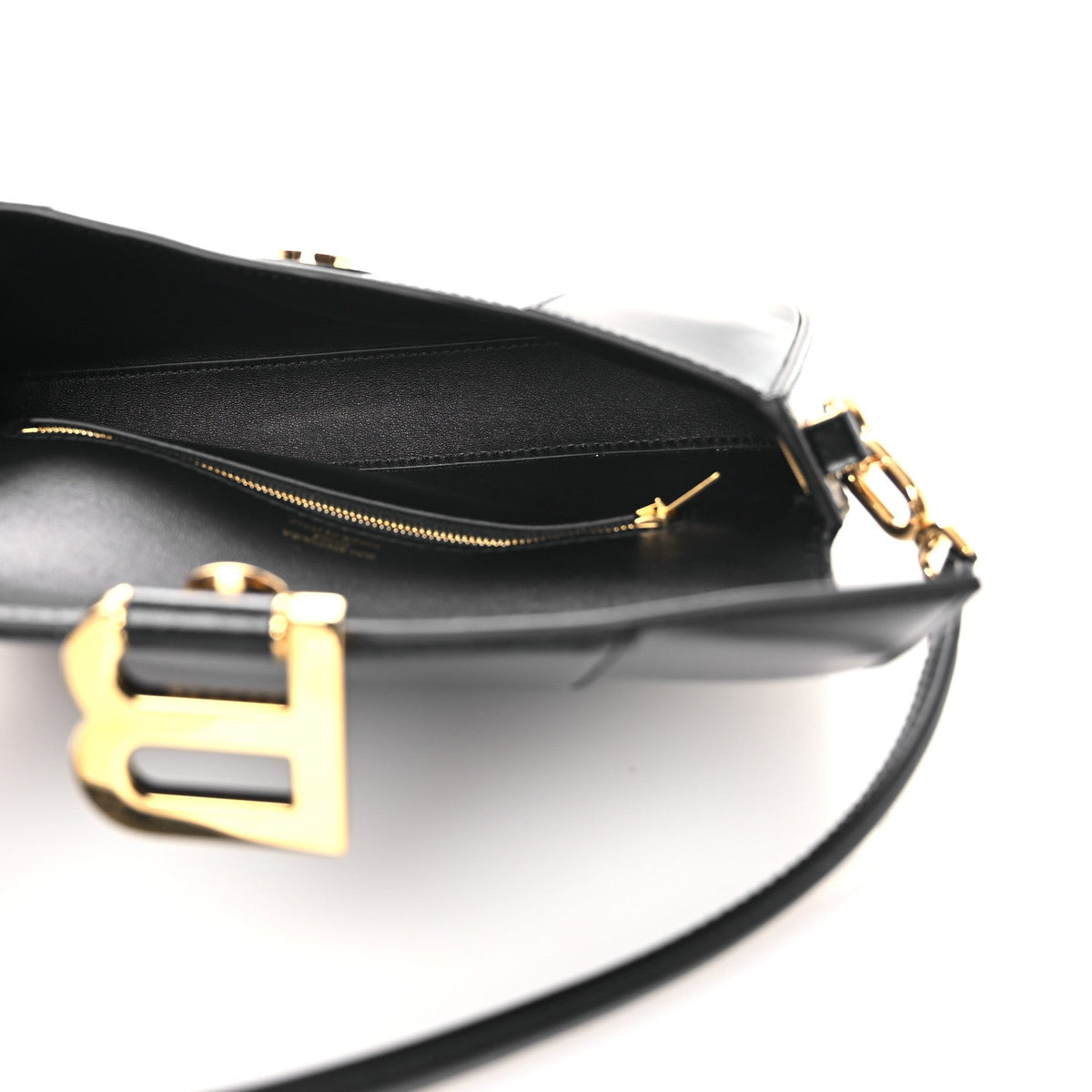 Natural Smooth Calfskin Small Hourglass Sling Bag Black
