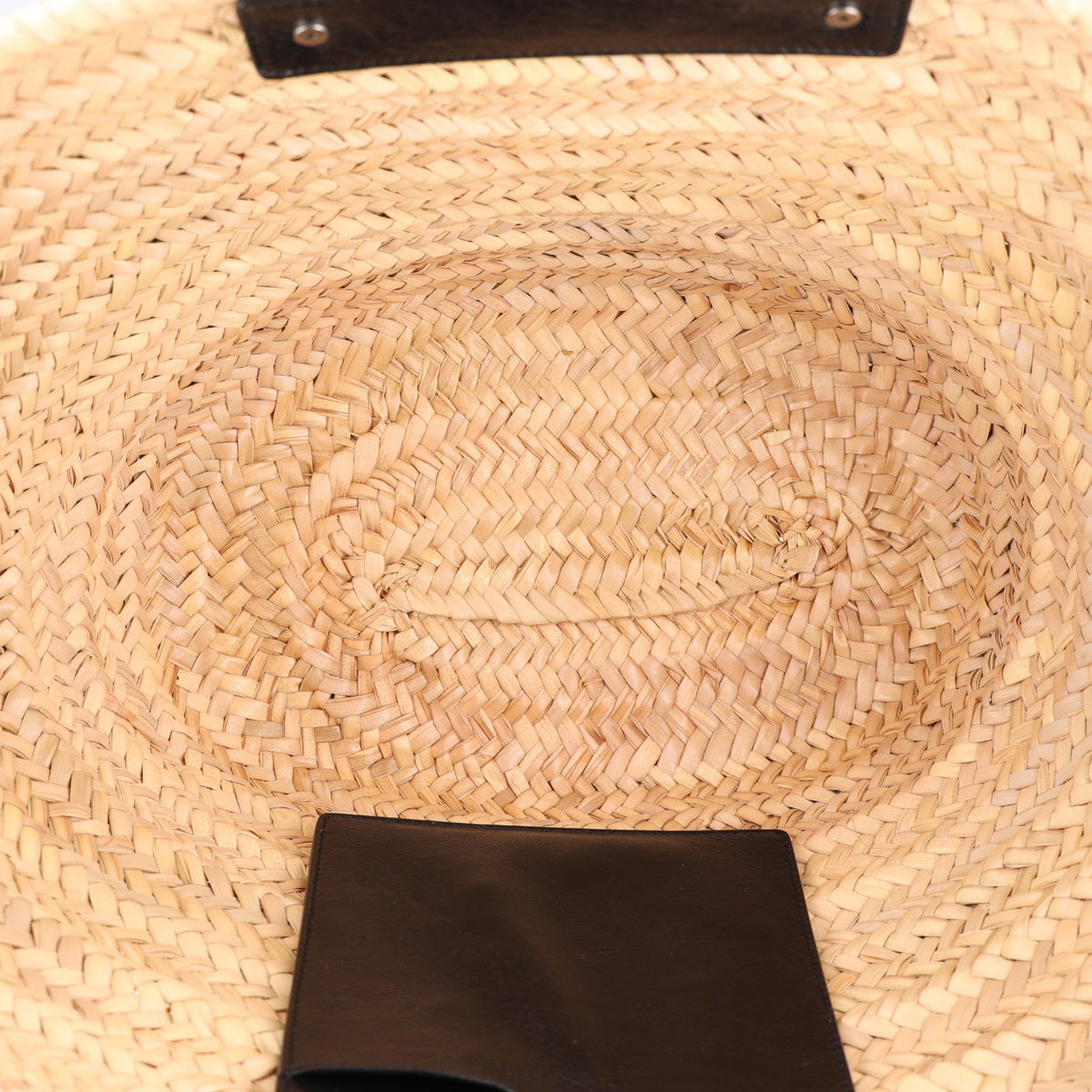 Raffia Woven Medium Le Cagole Tote Bag Black Natural