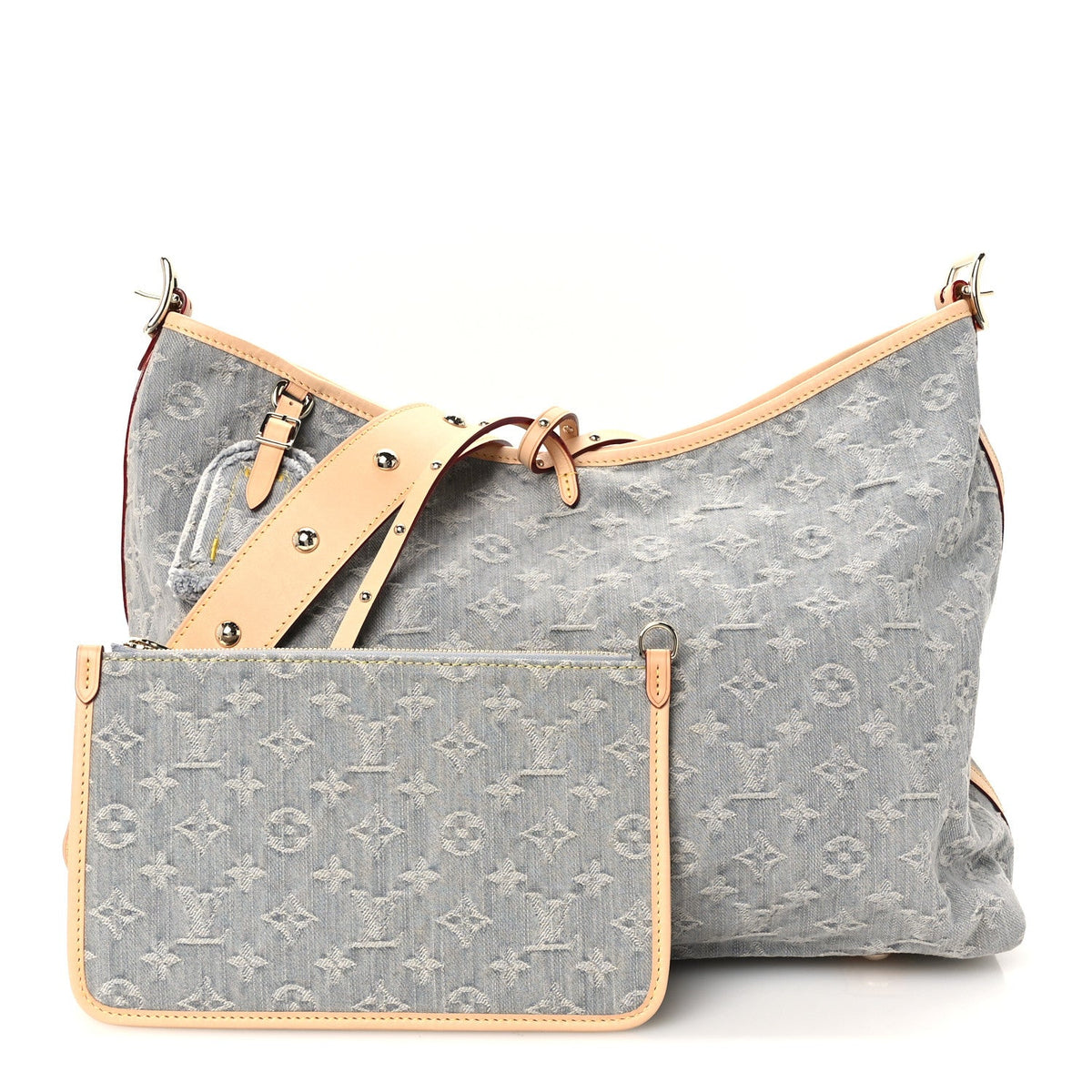 Monogram Denim CarryAll MM Washed Grey