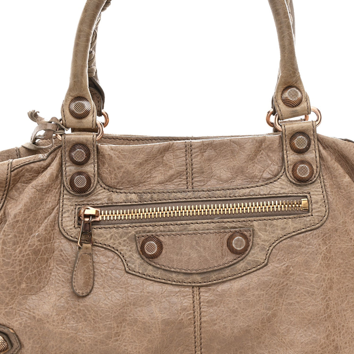 Agneau Giant 12 Rose Gold Hardware Work Gris Poivre