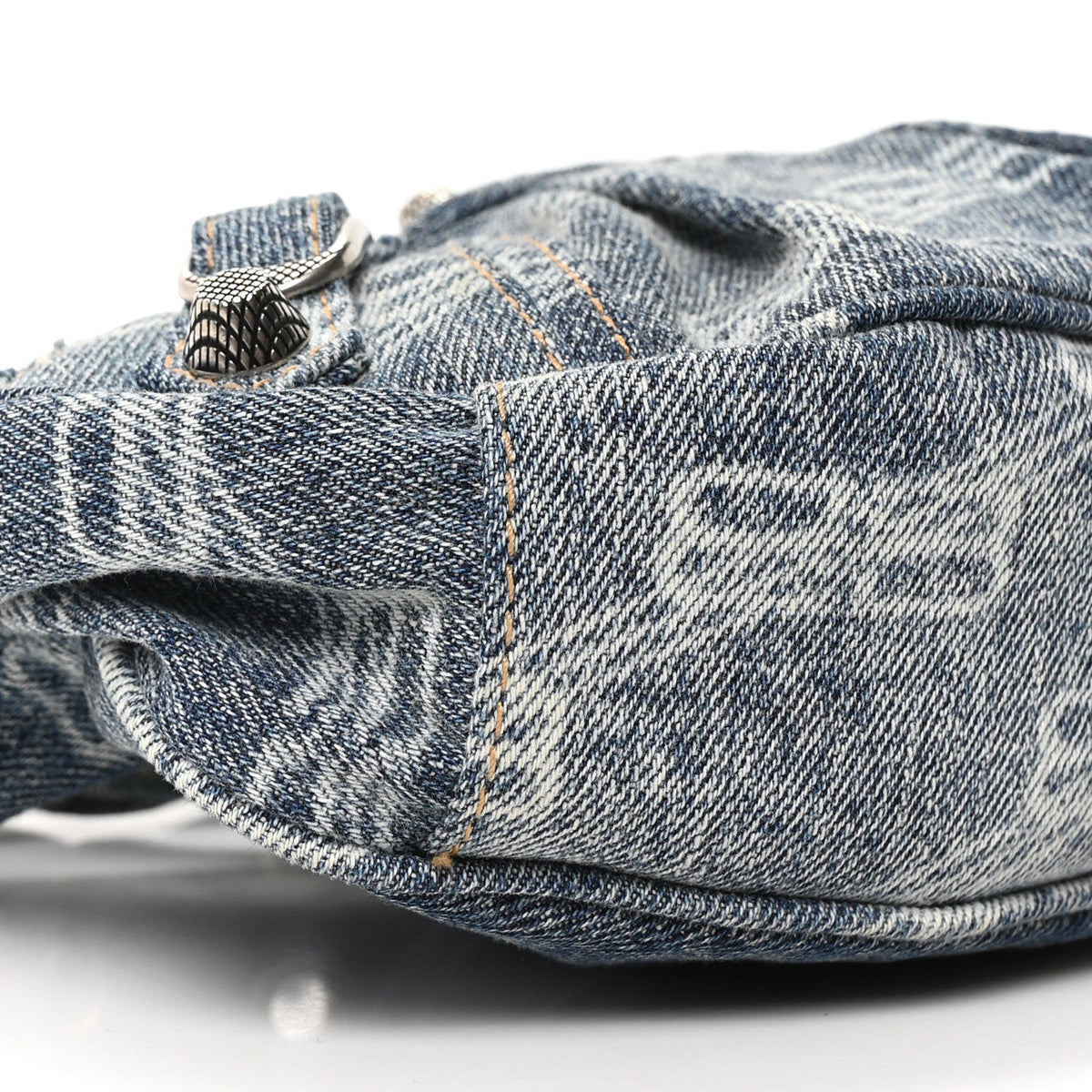 Bleached Denim BB Monogram Le Cagole Shoulder Bag XS Blue
