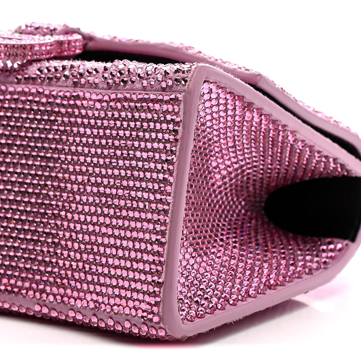 Strass Suede Hourglass Top Handle Bag XS Pink