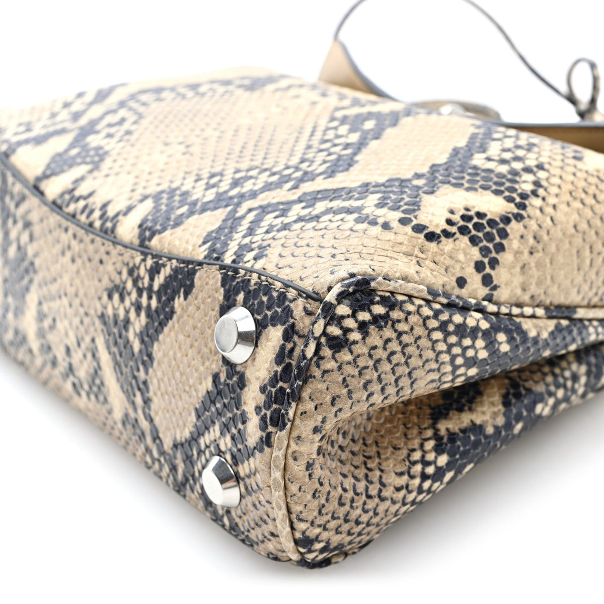 Snakeskin Embossed Calfskin Mini Rodeo Top Handle Handbag Natural