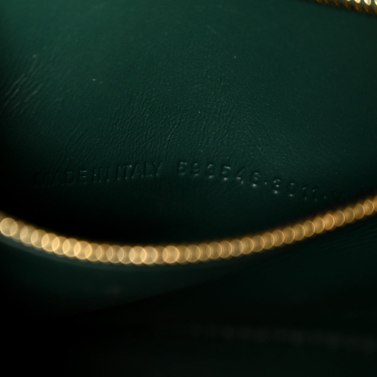 Shiny Calfskin Crocodile Embossed Small Hourglass Top Handle Bag Forest Green