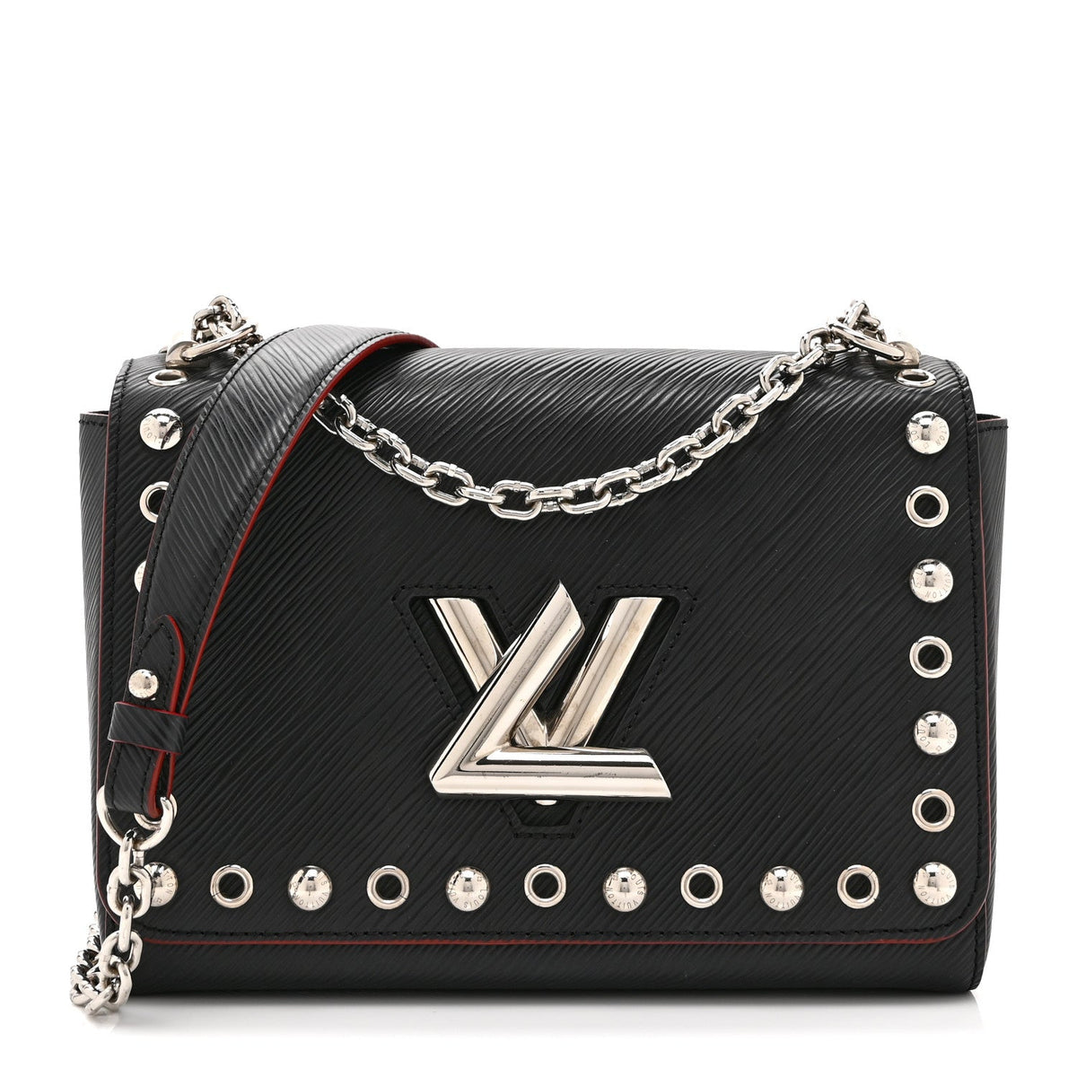 Epi Studded Twist Shoulder Bag MM Black