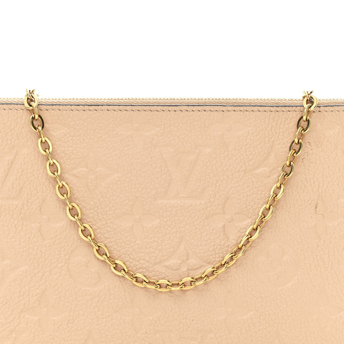 Empreinte Double Zip Pochette Beige Rose Creme