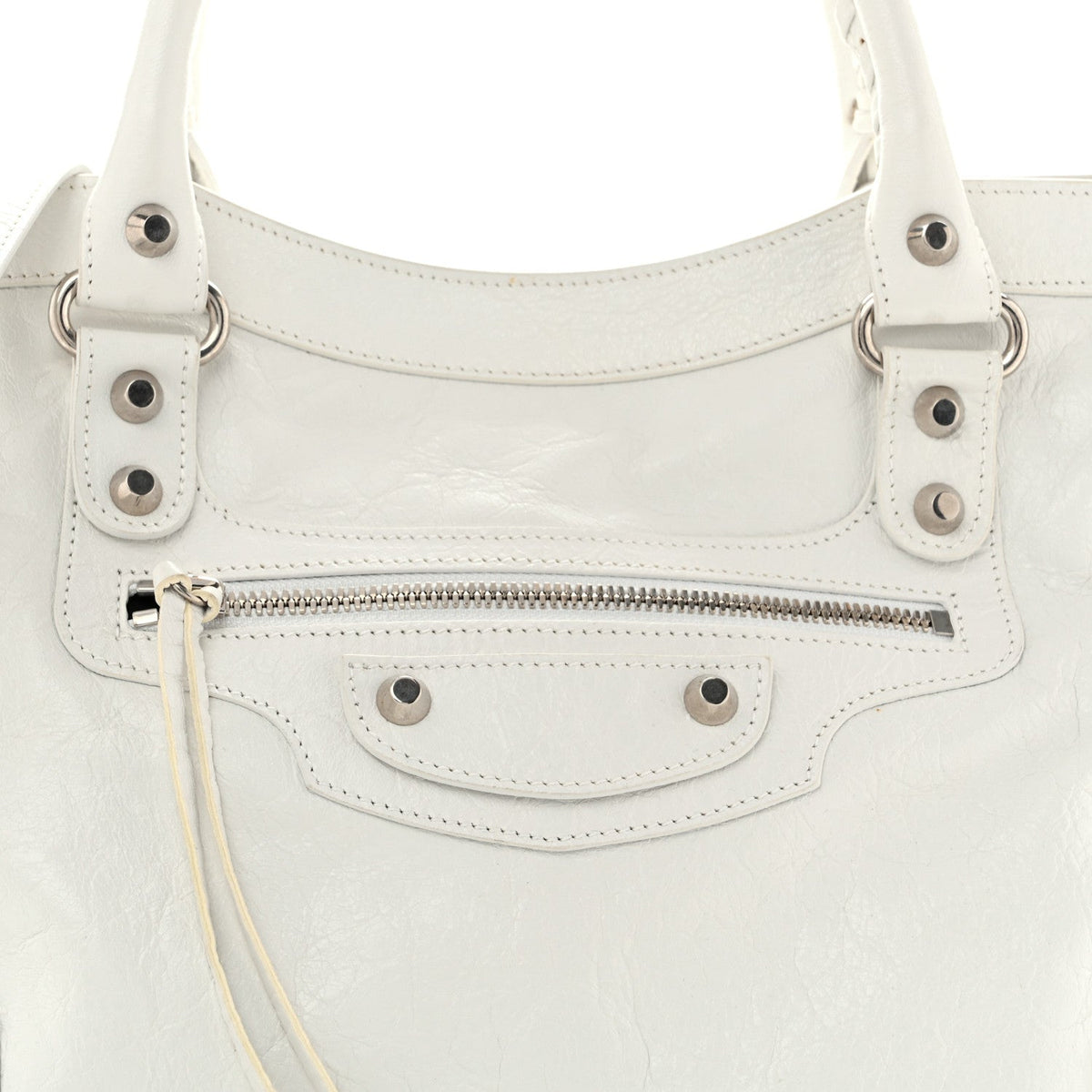 Agneau Arena Silver Hardware Medium Le City Optic White