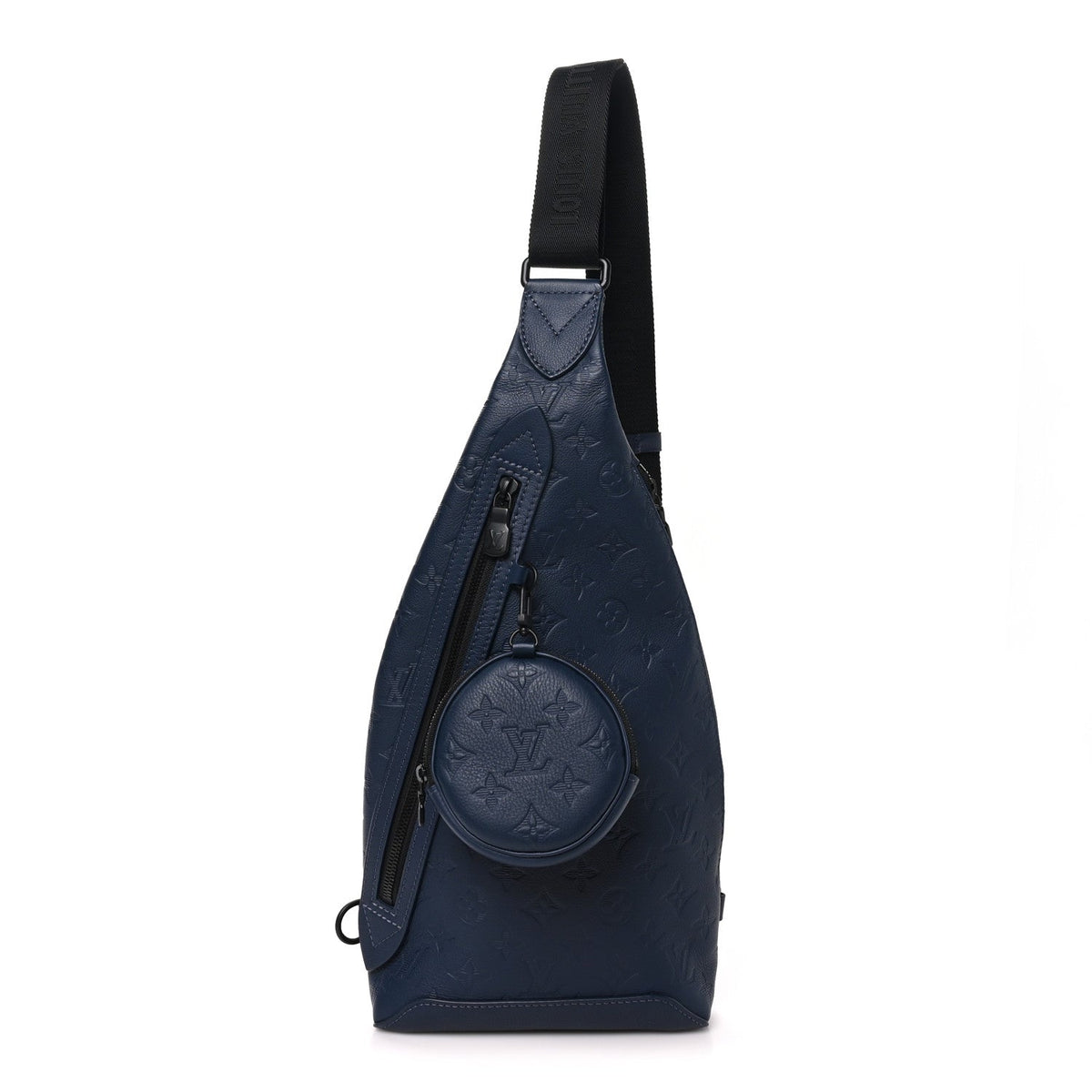 Calfskin Shadow Monogram Duo Slingbag Navy