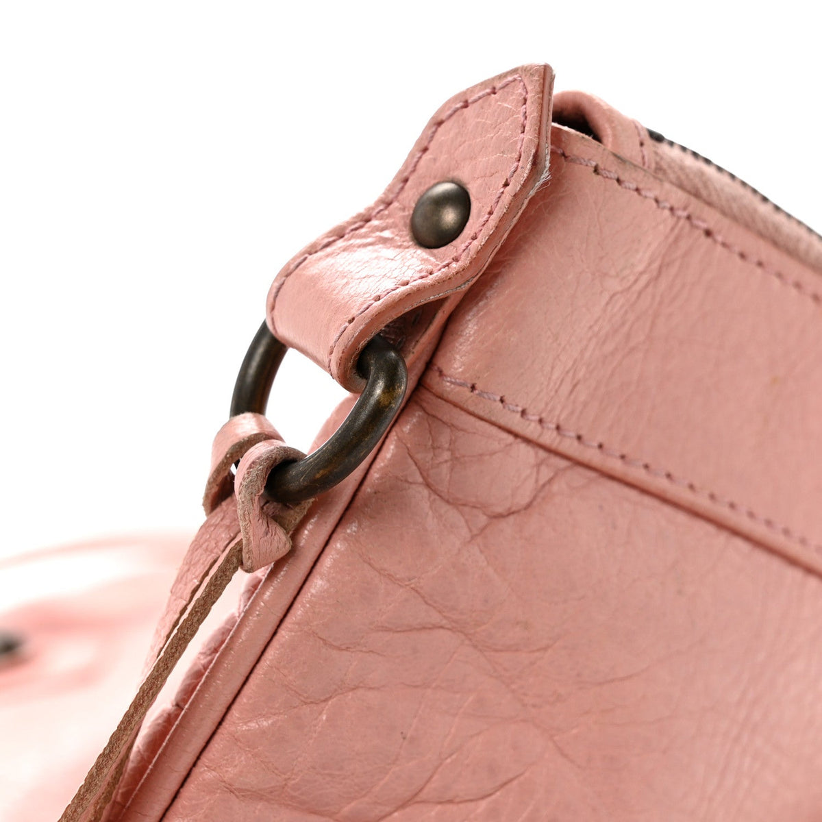Agneau Classic Hardware Flat Handle Clutch Rose Peche