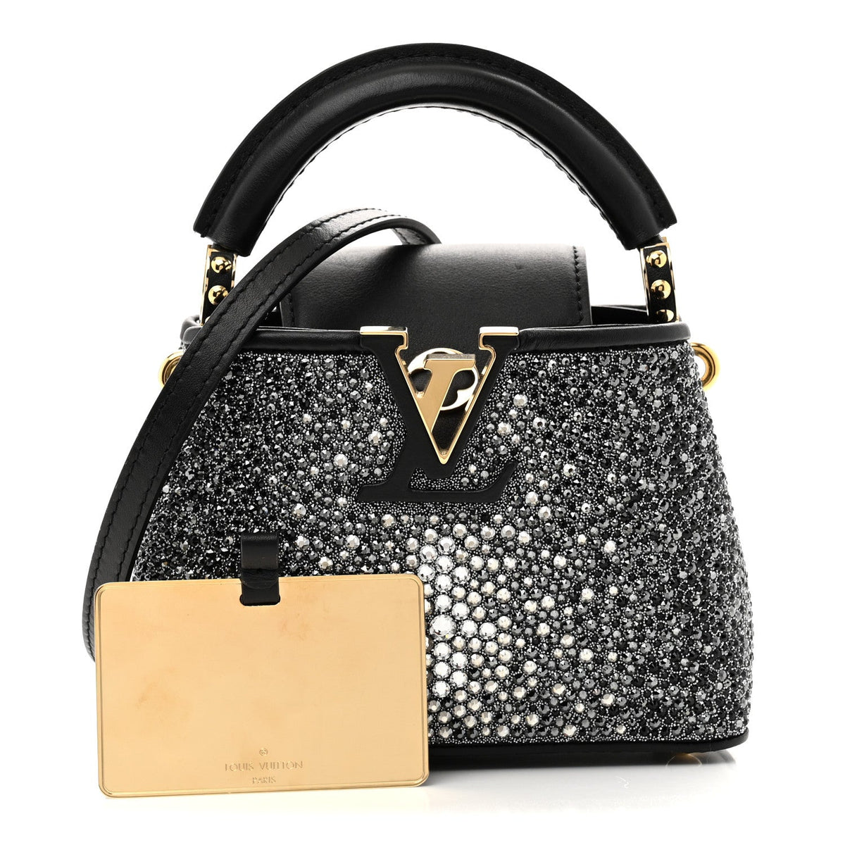 Crystal Cowhide Nano Capucines Silver Black
