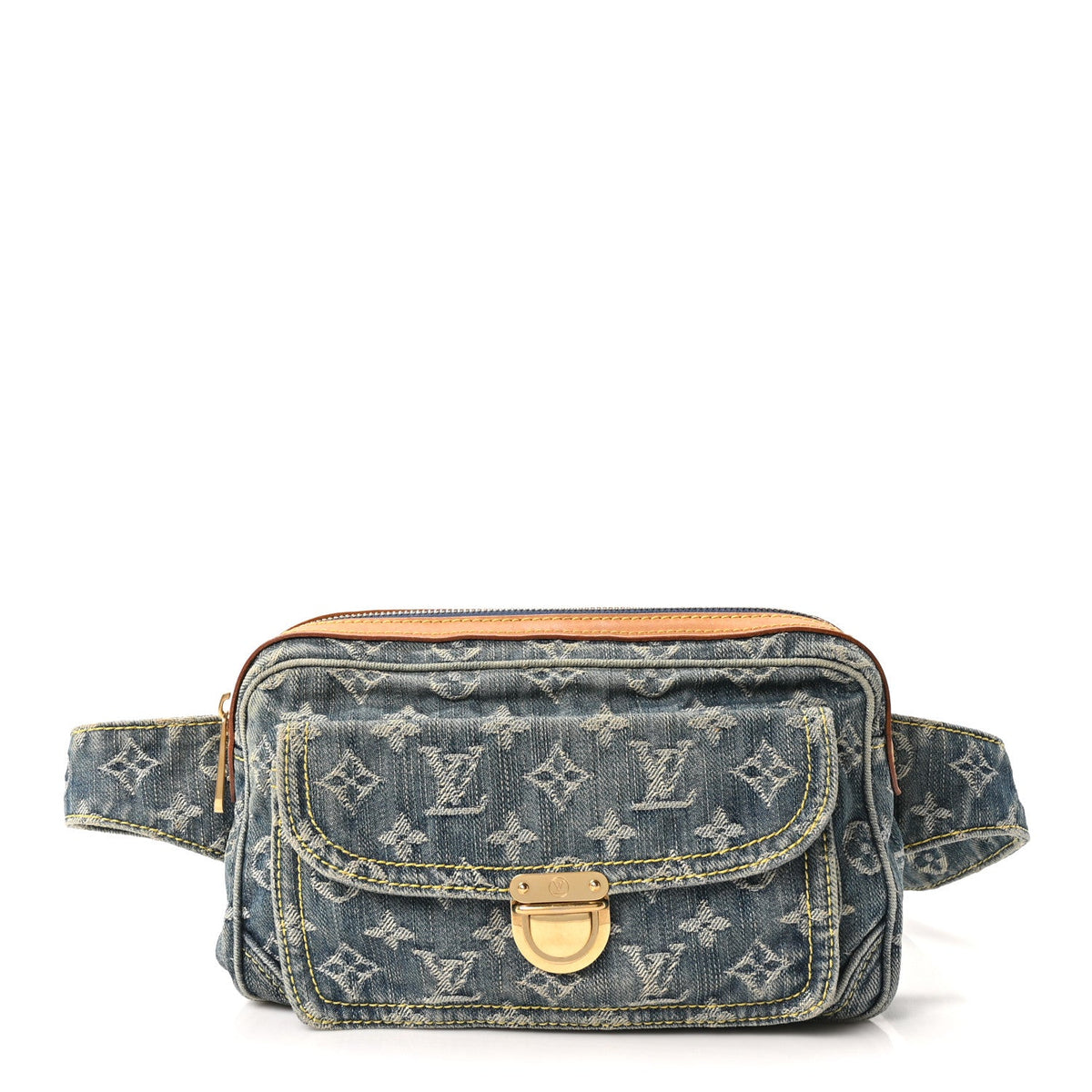 Monogram Denim Bum Bag Blue