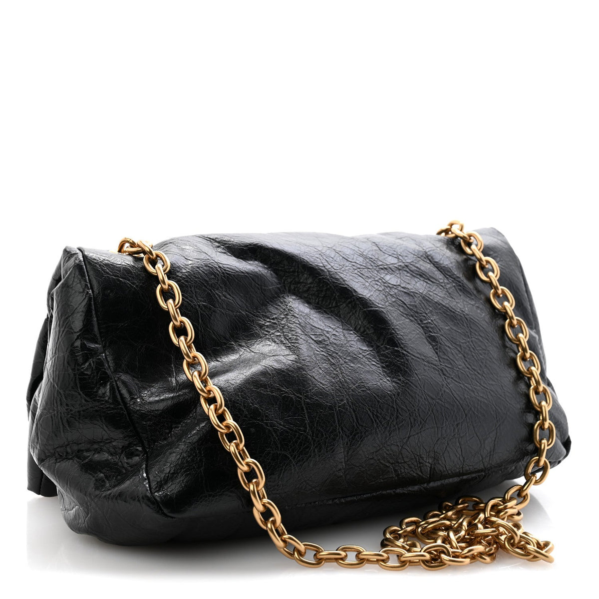 Arena Calfskin Small Monaco Chain Shoulder Bag Black