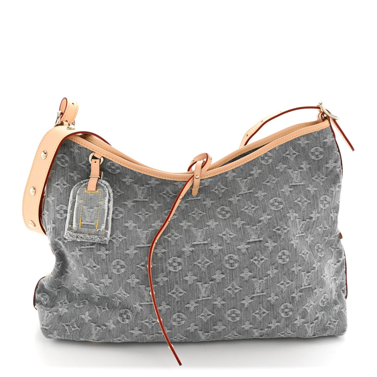 Monogram Denim CarryAll MM Washed Grey