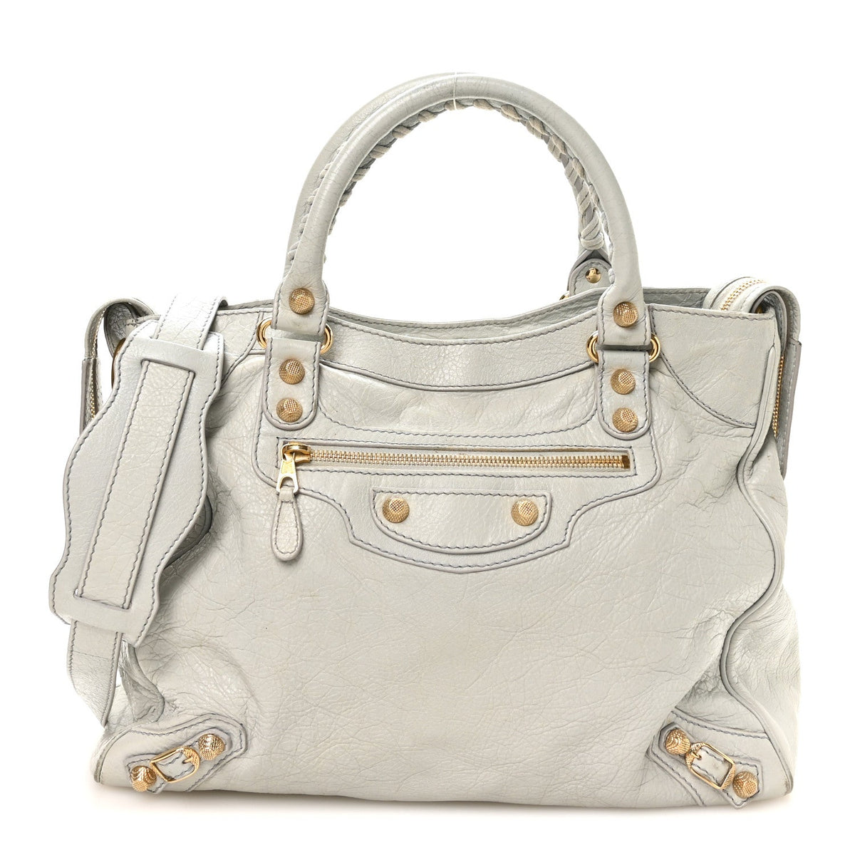 Agneau Giant 12 Gold Hardware Velo Gris Glace