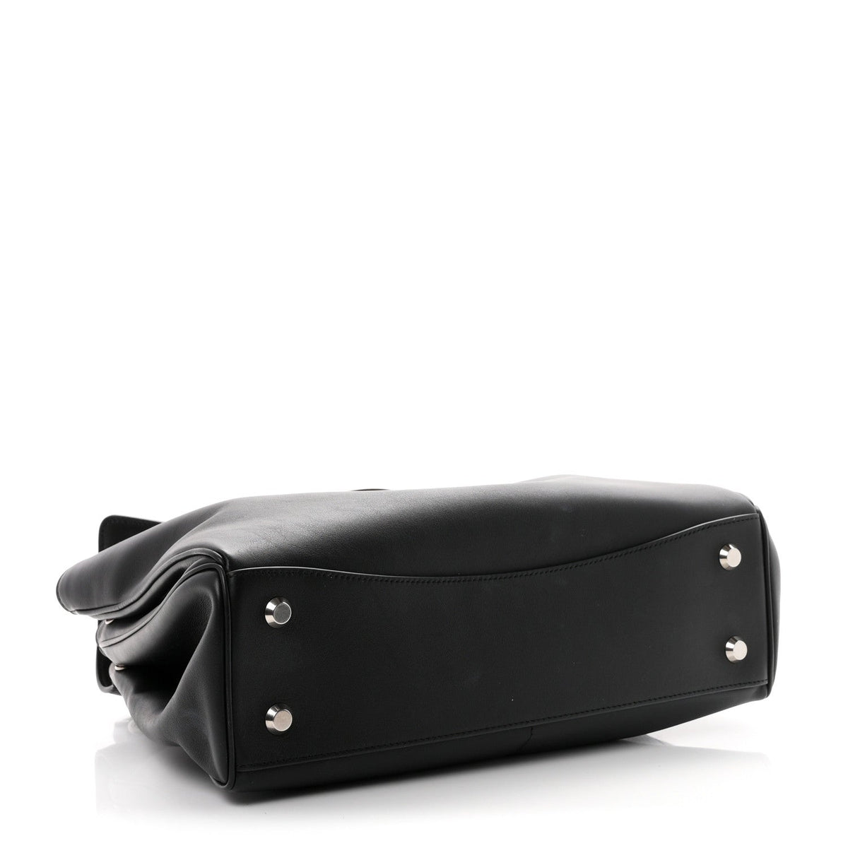 Natural Smooth Calfskin Medium Rodeo Top Handle Handbag Black
