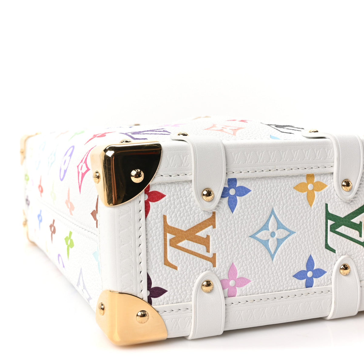 LV x TM Cowhide Monogram Multicolor Side Trunk MM White
