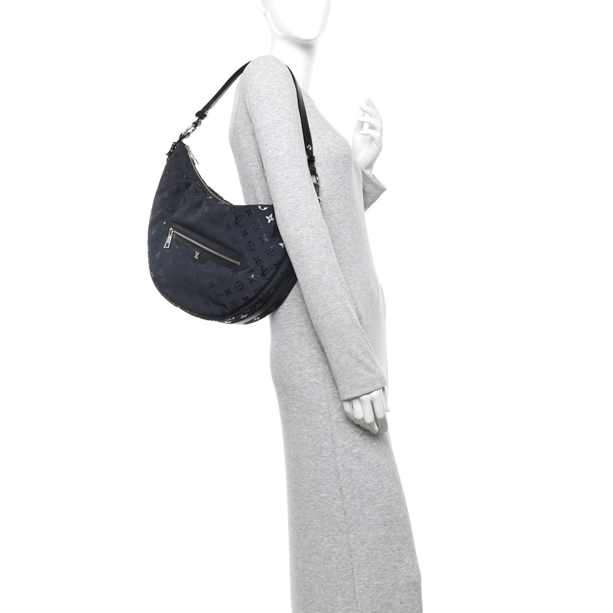 Nylon Monogram Loop Pocket Hobo Polar Night