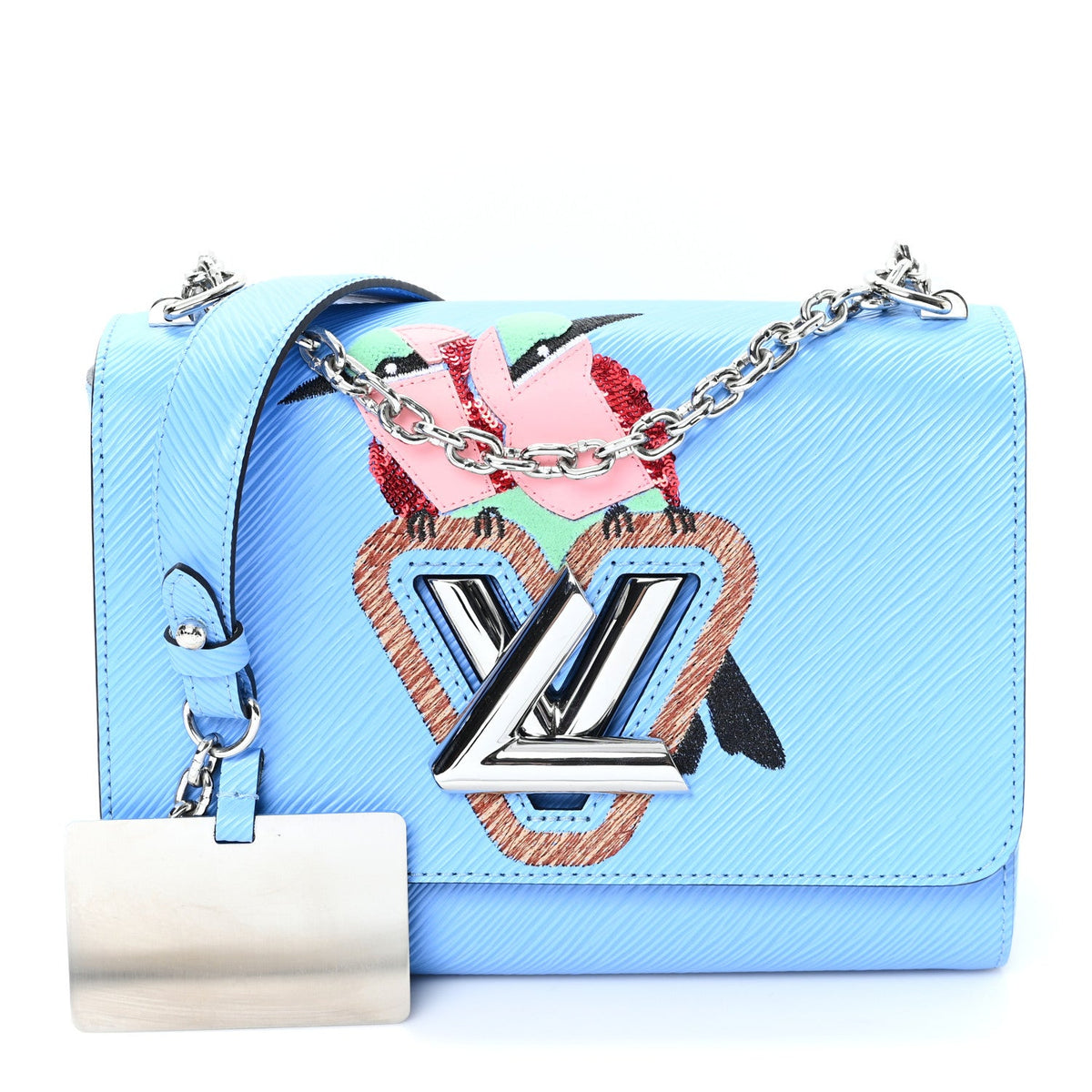 Epi Tropical Birds Twist Shoulder Bag MM Bleuet