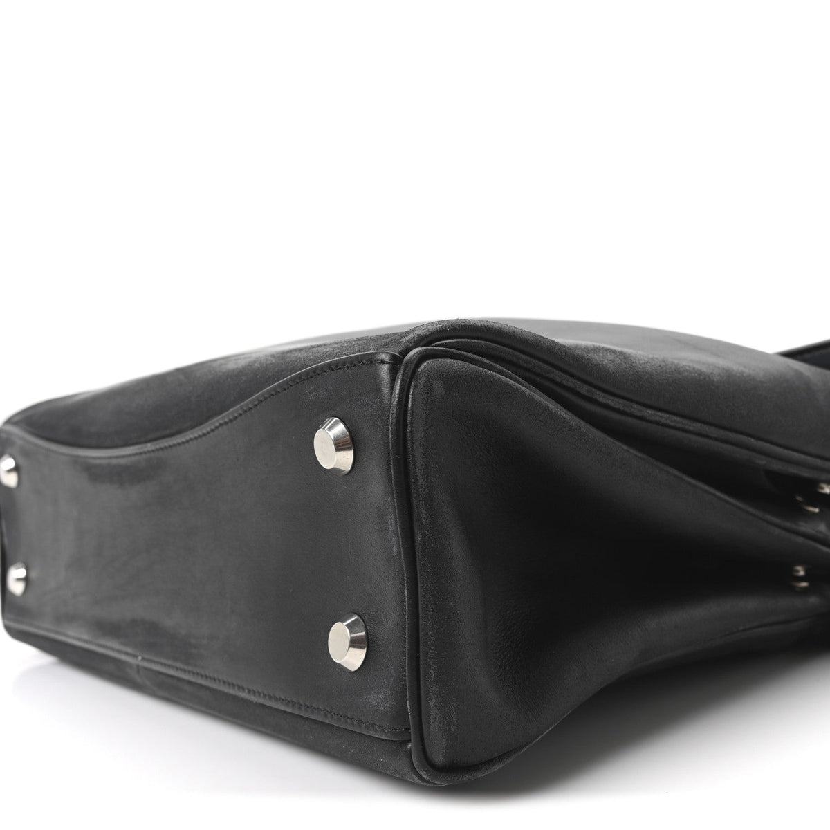 Natural Smooth Calfskin Medium Rodeo Top Handle Handbag Black