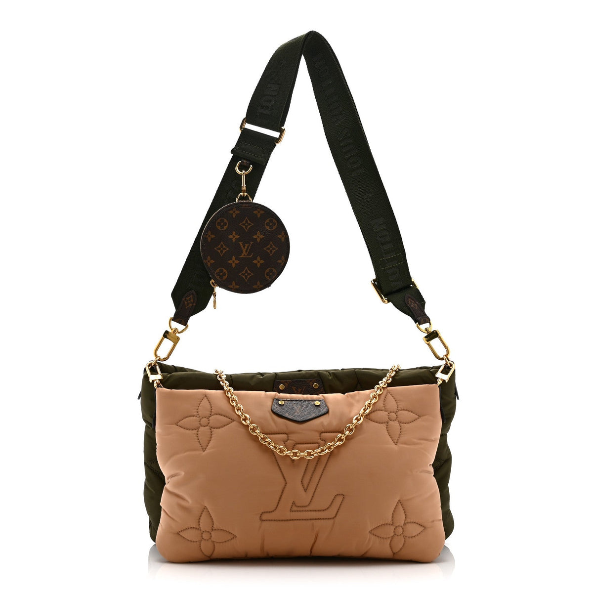 Econyl Monogram Pillow Maxi Multi Pochette Accessories Kaki Beige