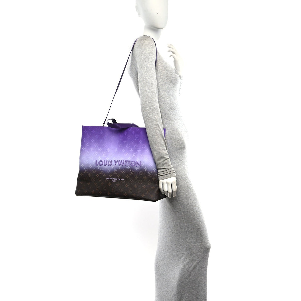 Monogram Pigment Shopper Tote MM  Purple