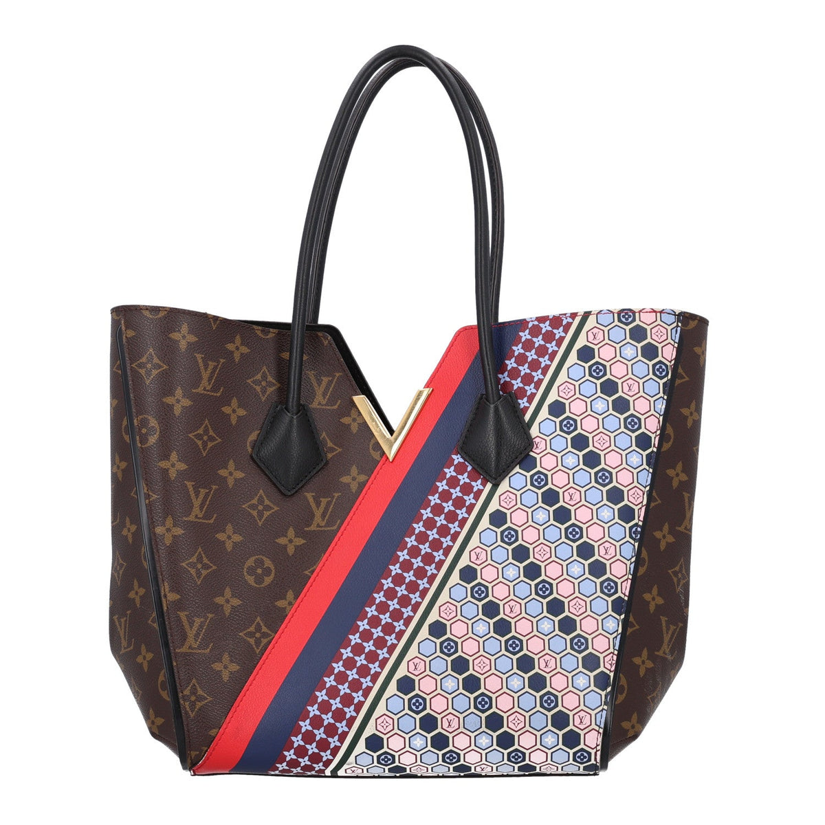 Calfskin Monogram Kimono Tote MM Rouge Navy