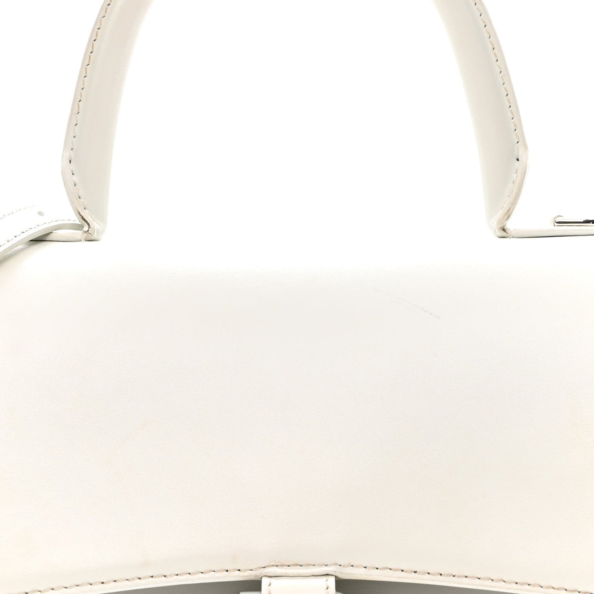 Shiny Box Calfskin Tonal B Hourglass Stretch Top Handle Bag White