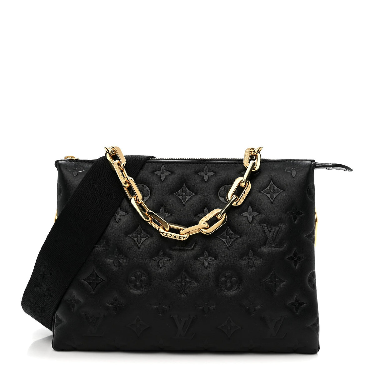 Lambskin Embossed Monogram Coussin PM Black
