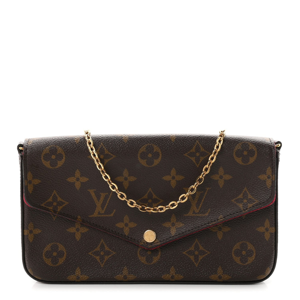 Monogram Pochette Felicie Chain Wallet Fuchsia