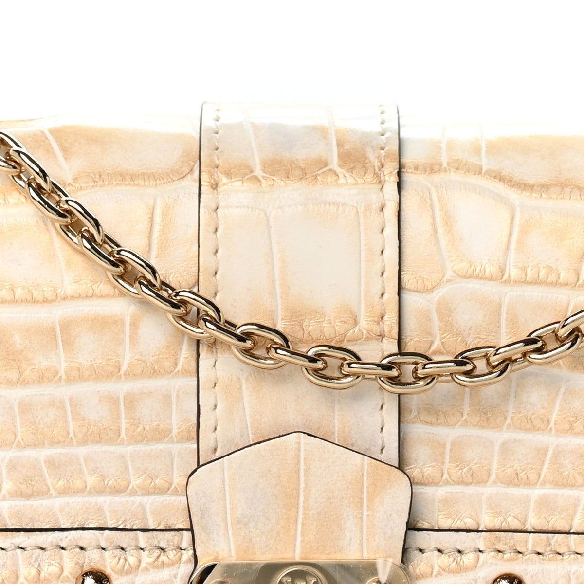 Alligator Trunk Chain Wallet Pearl