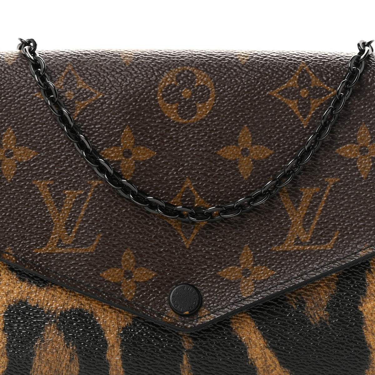 Monogram Animal Print Pochette Felicie Chain Wallet
