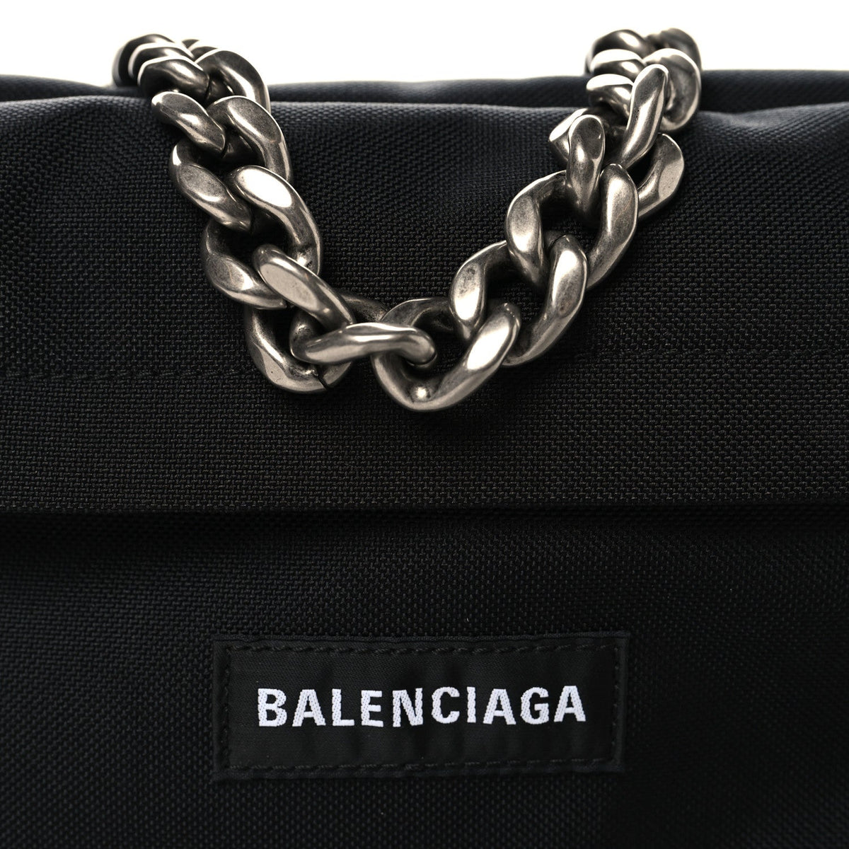 Recycled Sport Nylon Chain Logo Medium Raver Bag Black