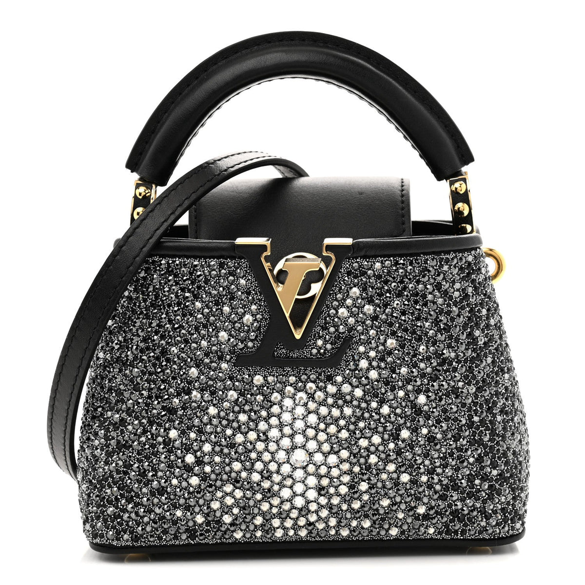Crystal Cowhide Nano Capucines Silver Black