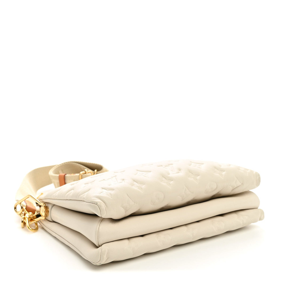 Lambskin Embossed Monogram Coussin PM Beige Cream