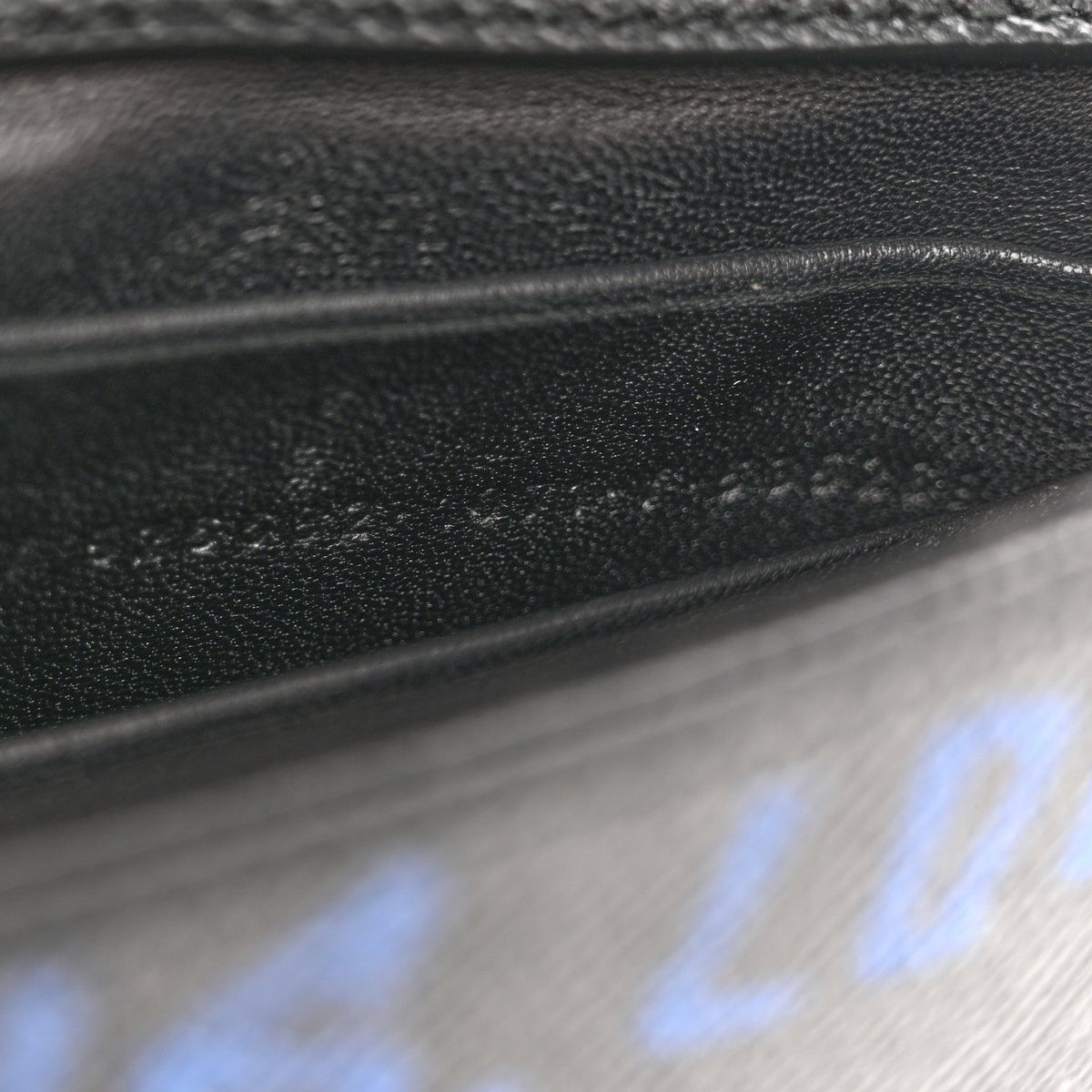 Grained Calfskin Graffiti BB Chain Wallet Black Bleu Violet