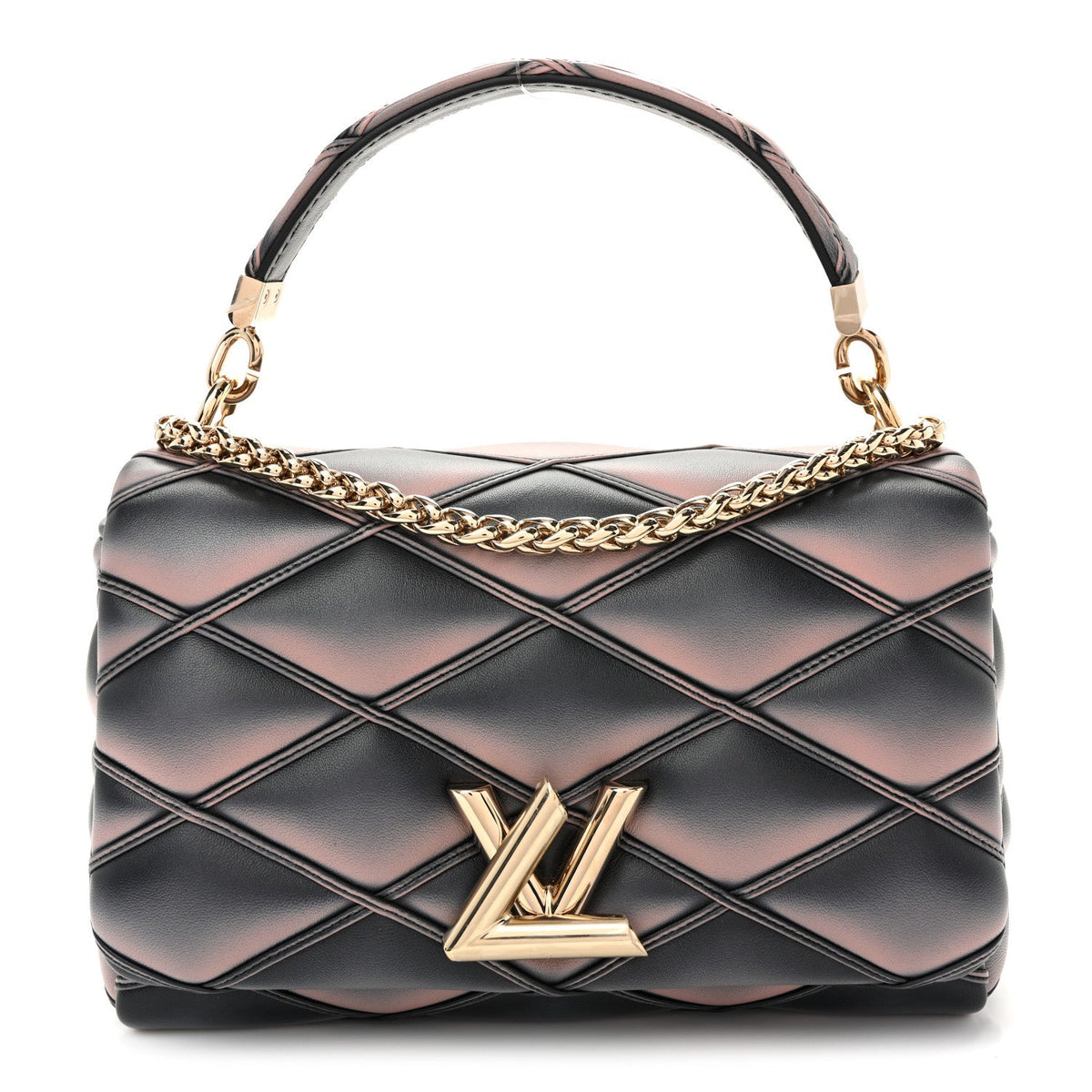 Lambskin Malletage Top Handle GO-14 MM Black Pink