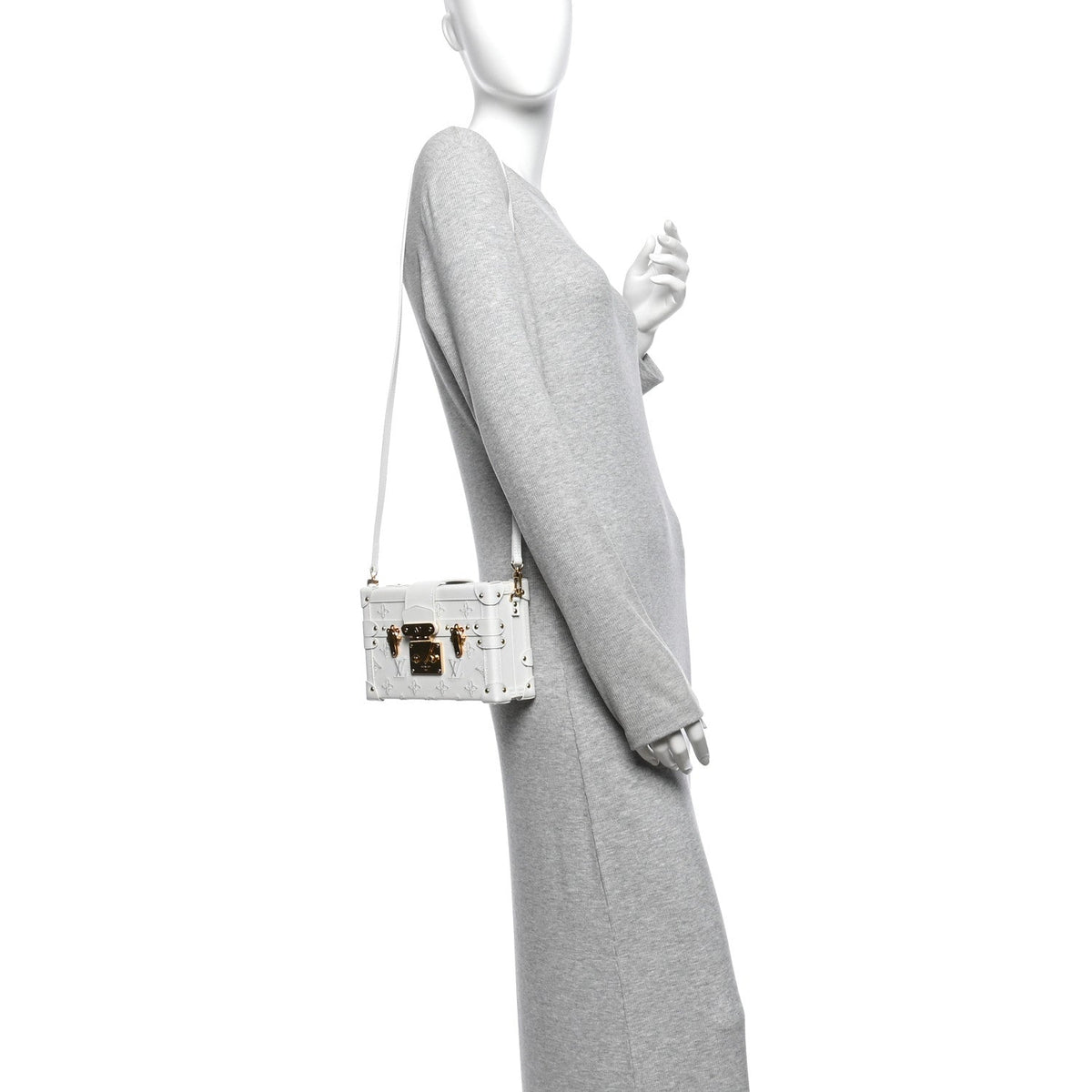Calfskin Monogram Embroidered Petite Malle White