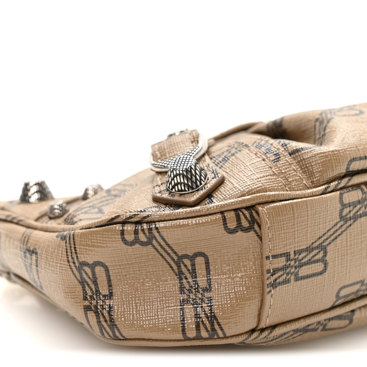 Coated Canvas BB Monogram Le Cagole Mini Purse With Chain Beige Brown