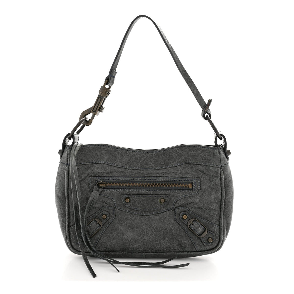 Agneau Classic Hardware Shoulder Bag Black
