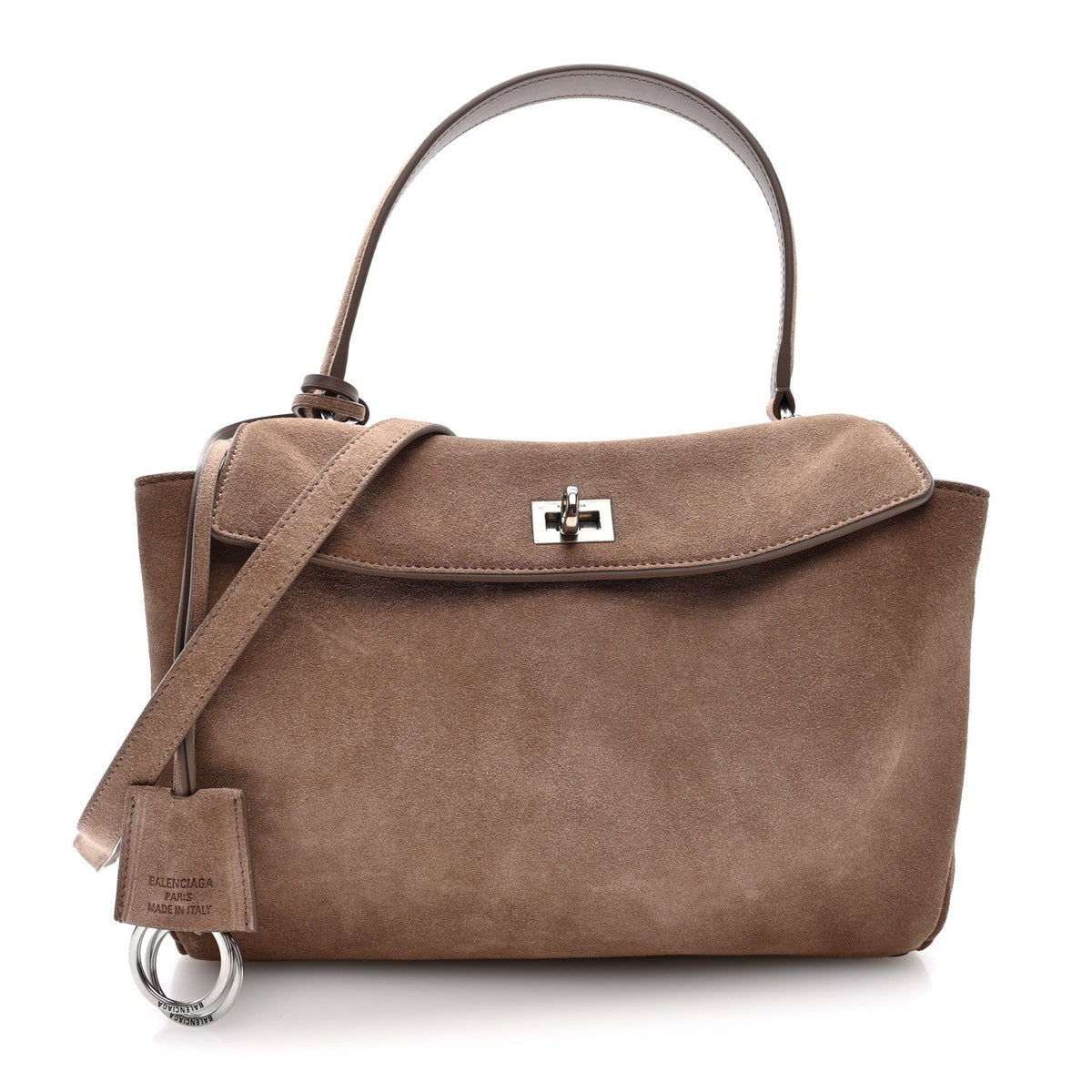 Waxed Suede Small Rodeo Top Handle Handbag Beige