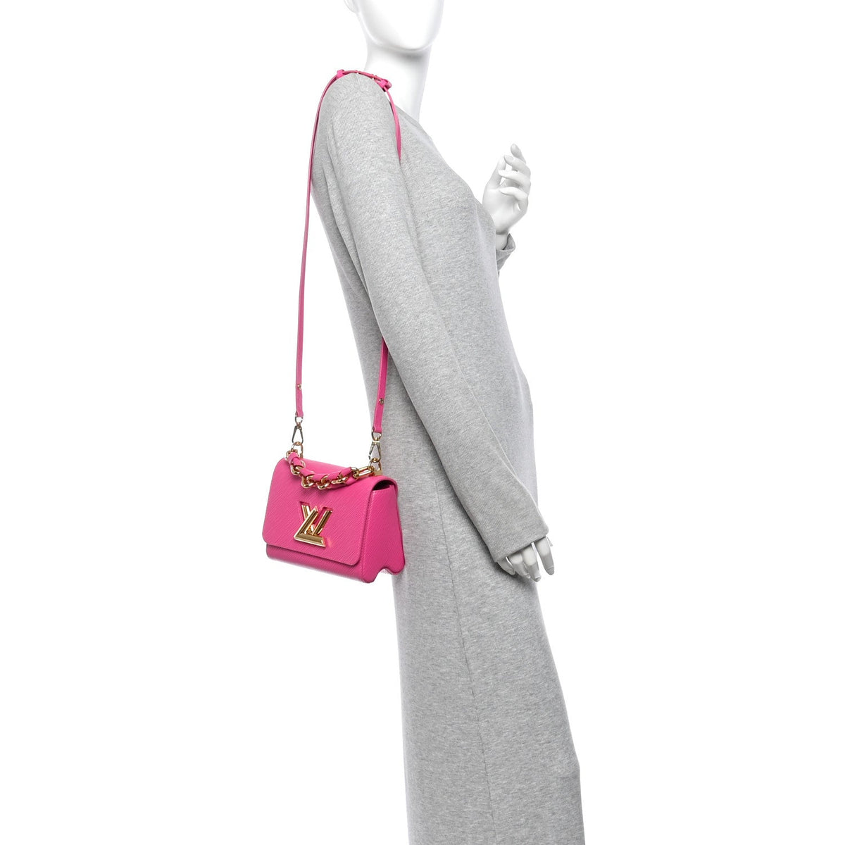 Epi Twist Braided Chain Shoulder Bag PM Rose Miami Pink