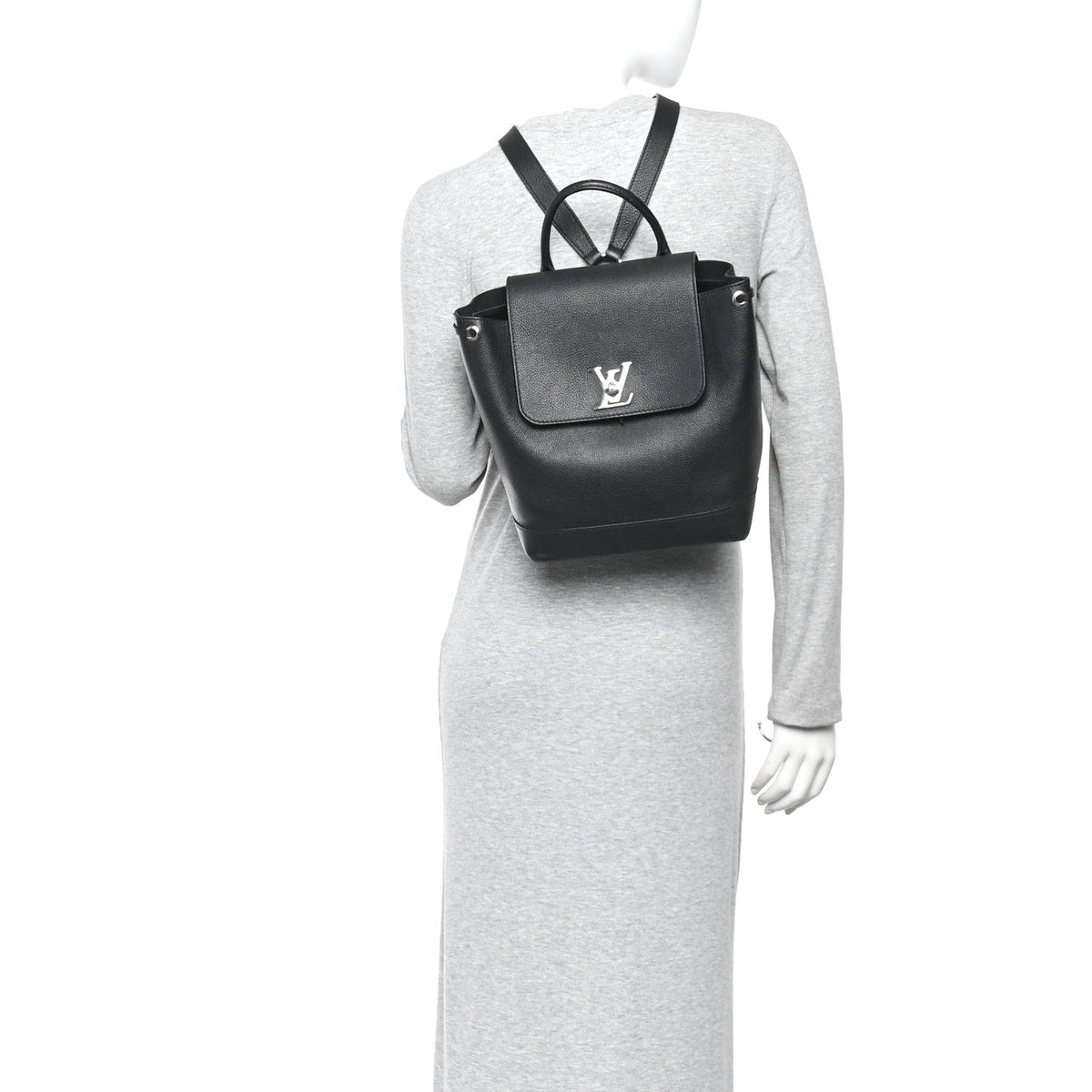 Calfskin Lockme Backpack Black