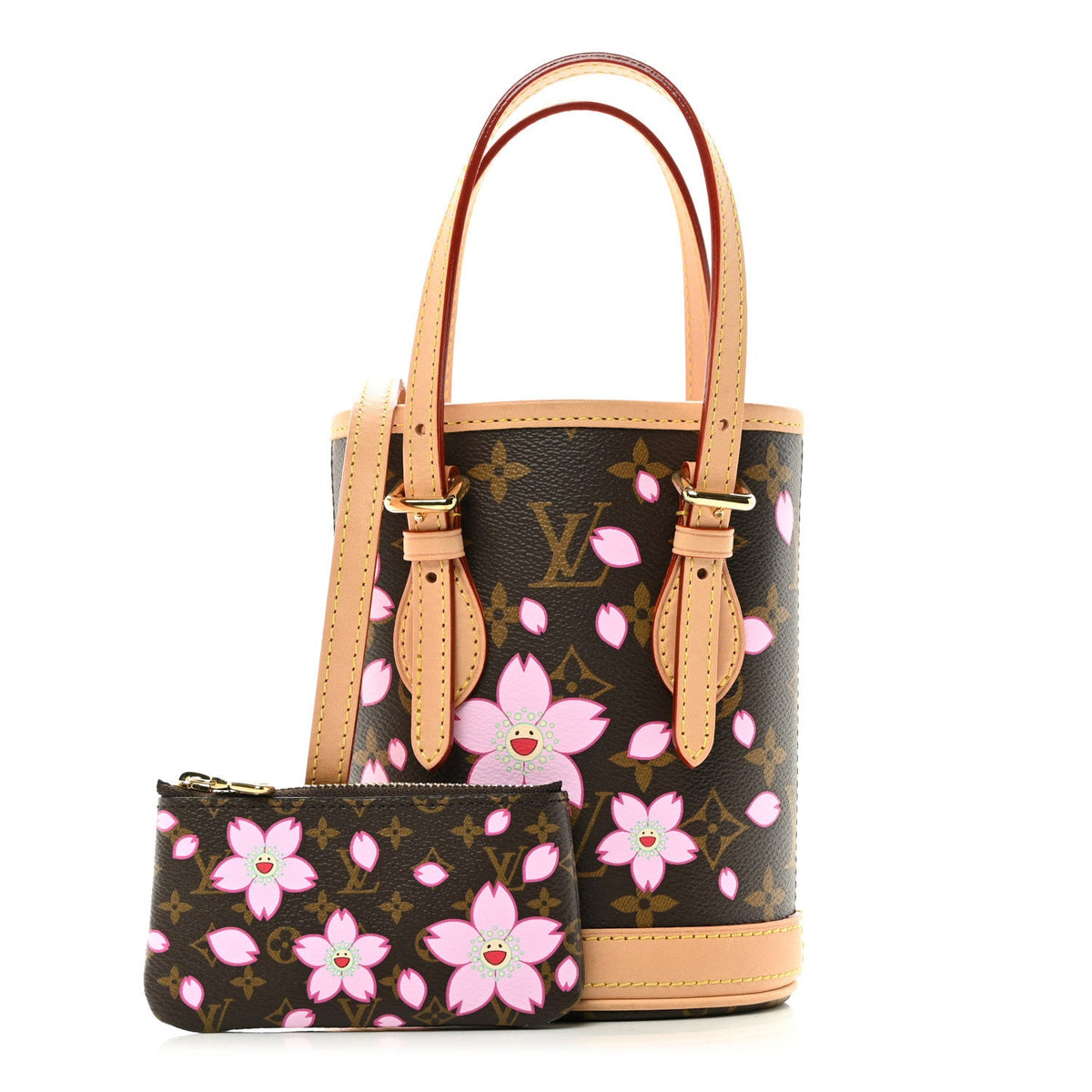 LV X TM Monogram Cherry Blossom Nano Bucket Sakura Brown