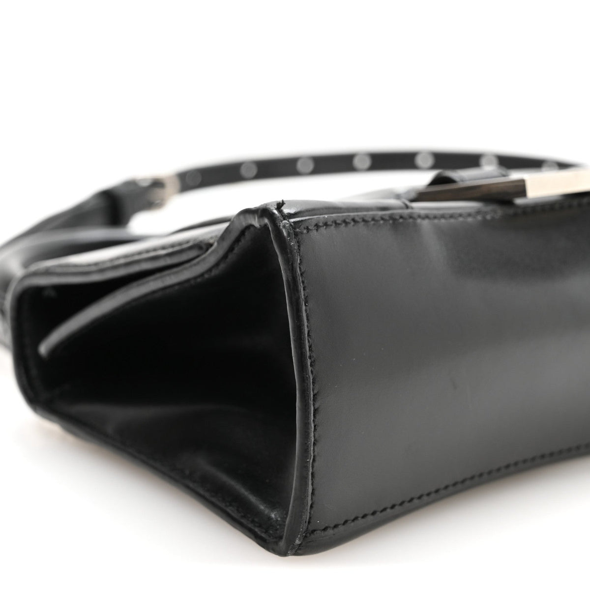 Box Calfskin Graffiti Logo Hourglass Top Handle Bag XS Black Silver