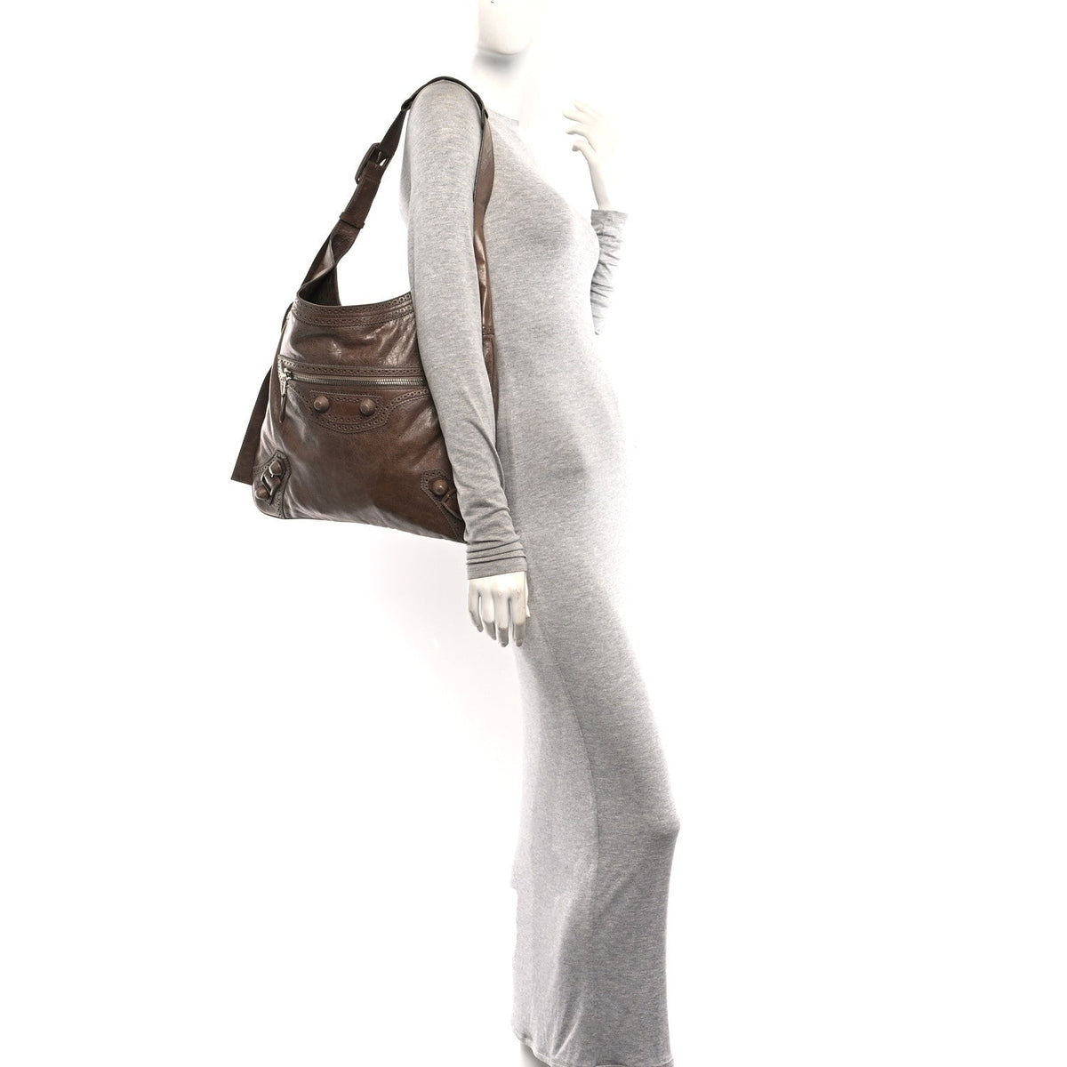 Agneau Giant Brogues Hardware Besace Hobo Taupe