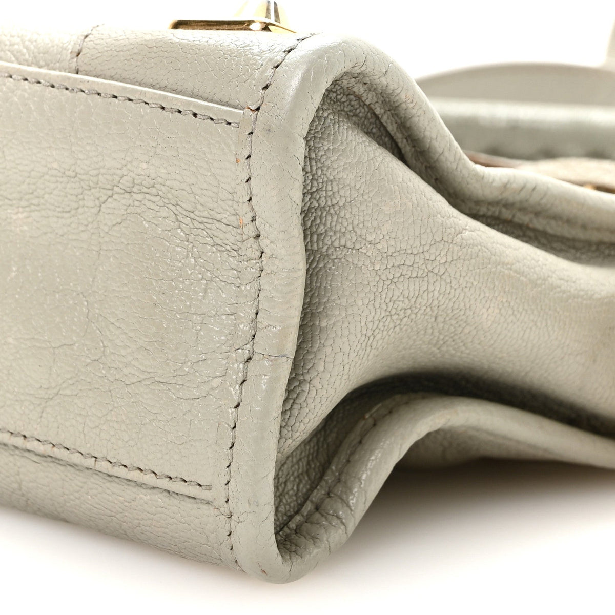Chevre Gold Metallic Edge Hardware Mini City Gris Glace